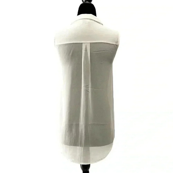 RW&CO Blouse Sheer  Sleeveless Shell White Button Front Shirt Size XS - Picture 2 of 16